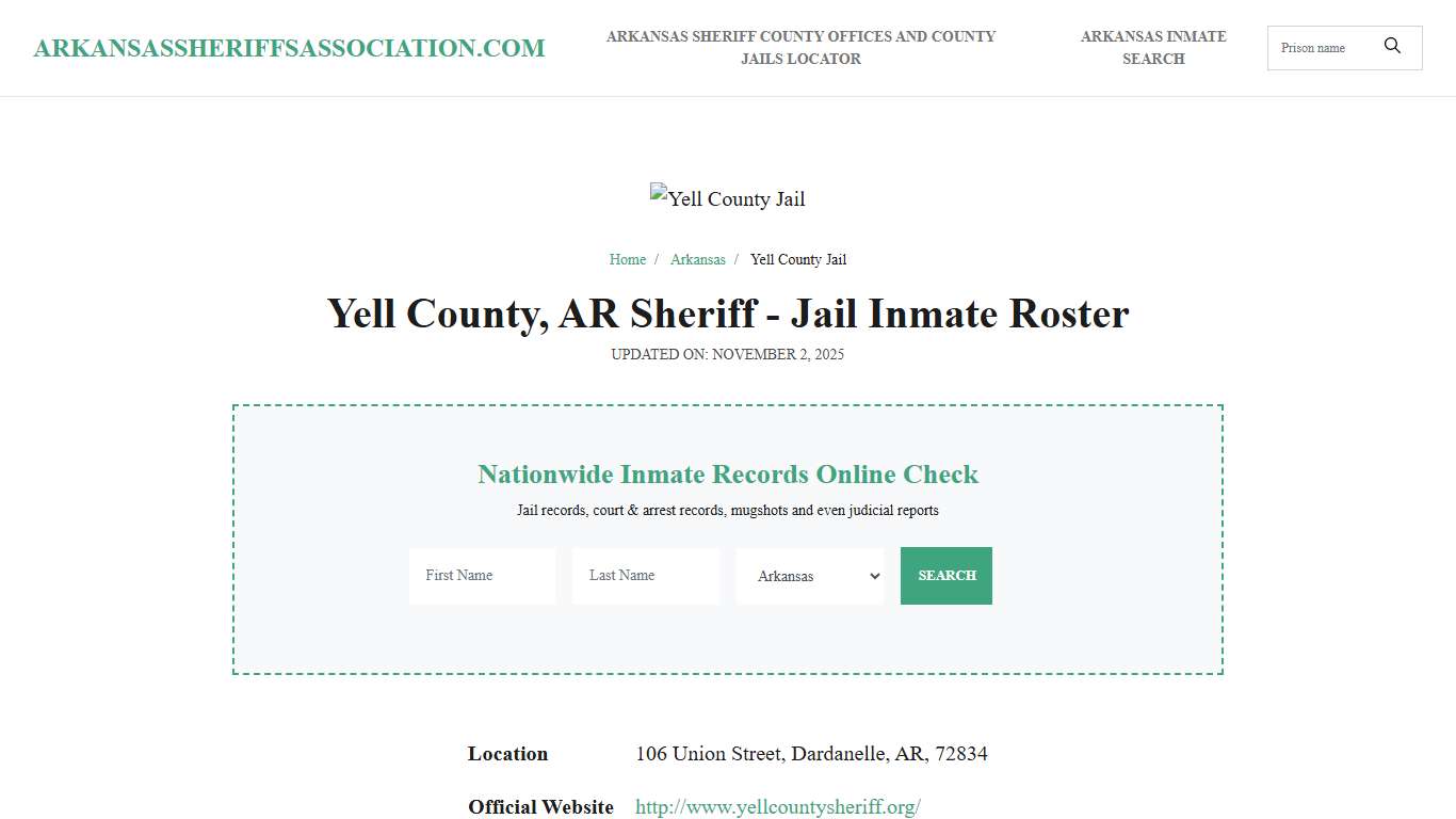 Yell County, AR Sheriff - Jail Inmate Roster